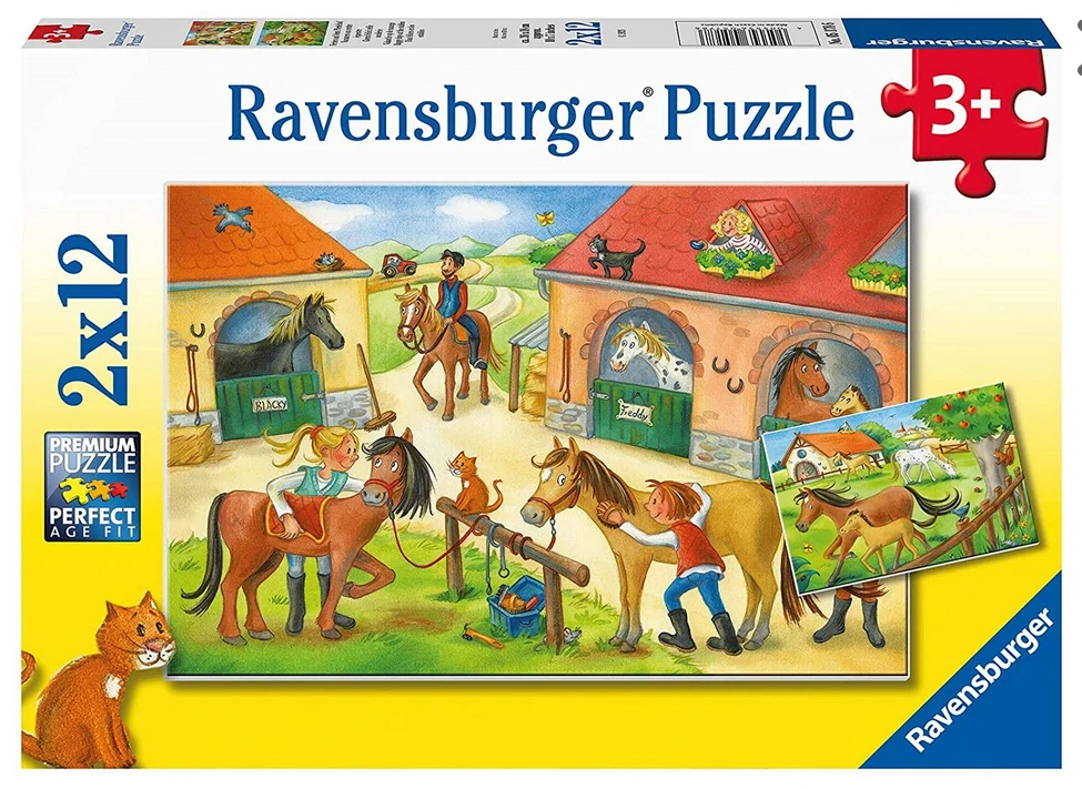 RAVENSBURGER Puzzle - Prázdniny na statku s koňmi (2 x 12 dílků)