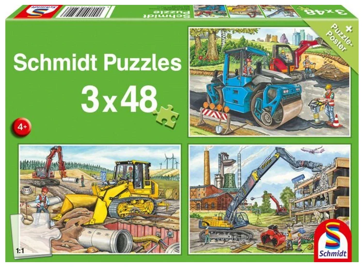 SCHMIDT Puzzle - Na staveništi (3 x 48 dílků)