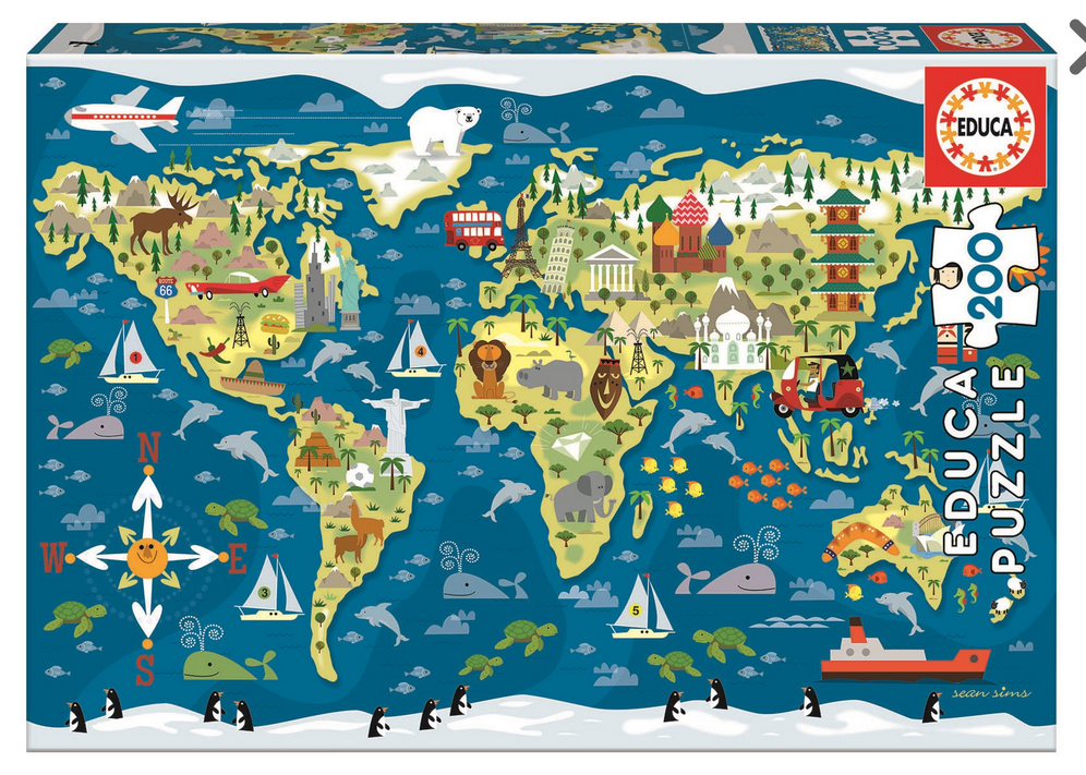 EDUCA Puzzle - Mapa světa (200 dílků)