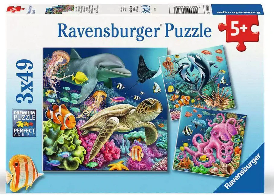RAVENSBURGER Puzzle - Život pod vodou (3 x 49 dílků)