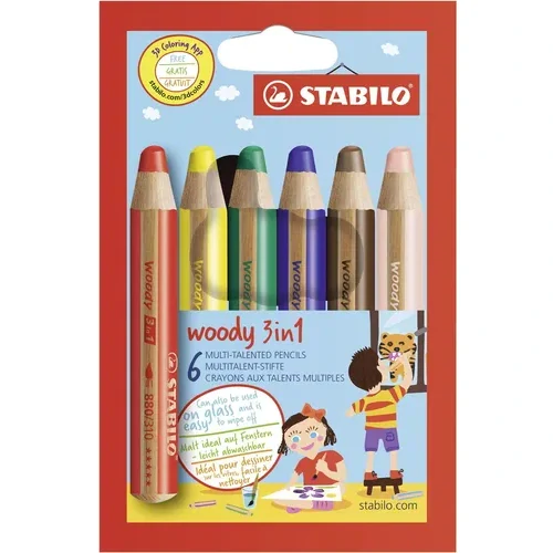 STABILO WOODY Pastelky 3v1 (6 ks)