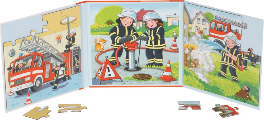 GOKI Magnetická puzzle kniha: Hasičský sbor 2x20 dílků