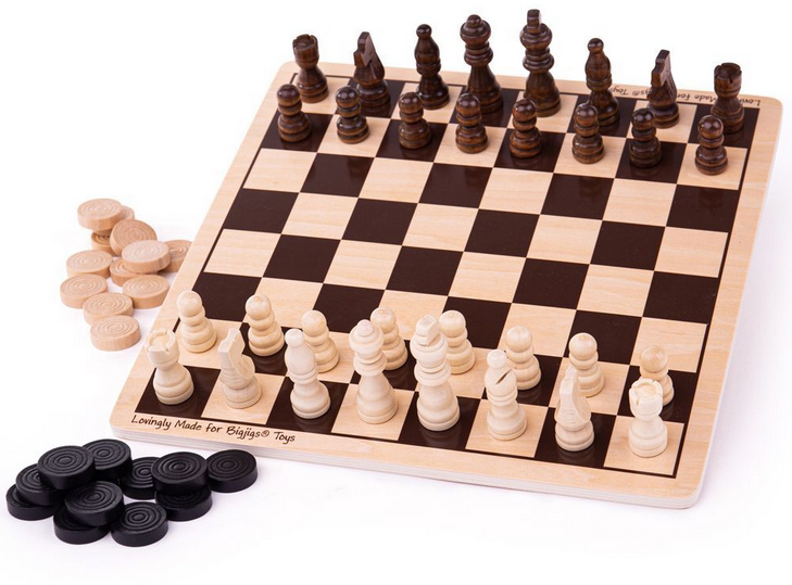 BIGJIGS TOYS Dřevěné šachy a dáma