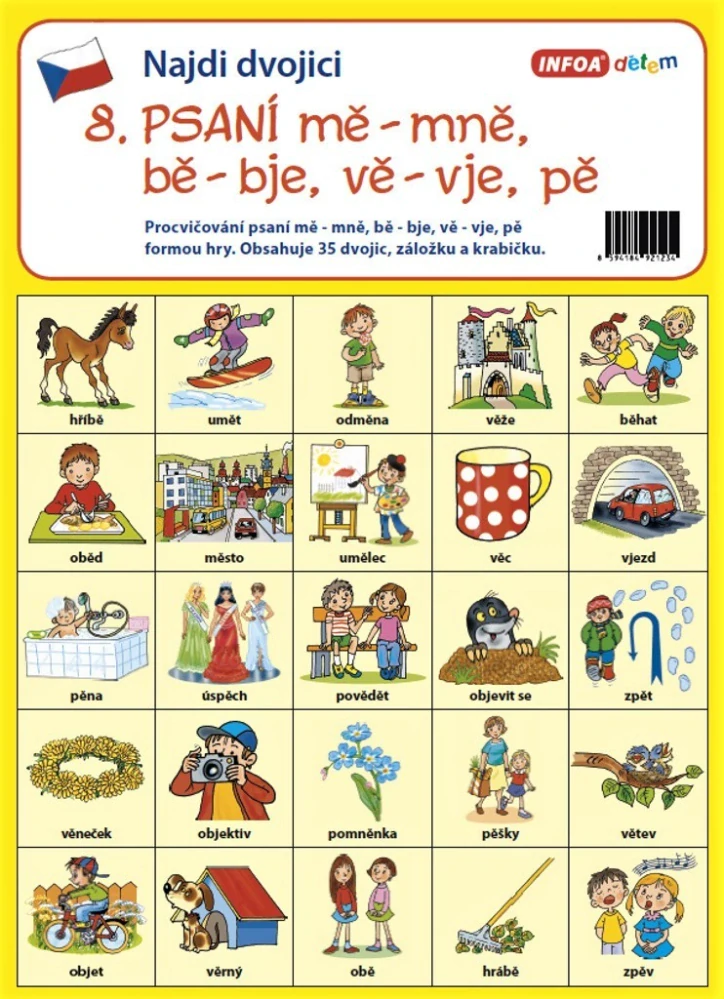 Pexeso - Psaní mě-mně, bě-bje, vě-vje, pě