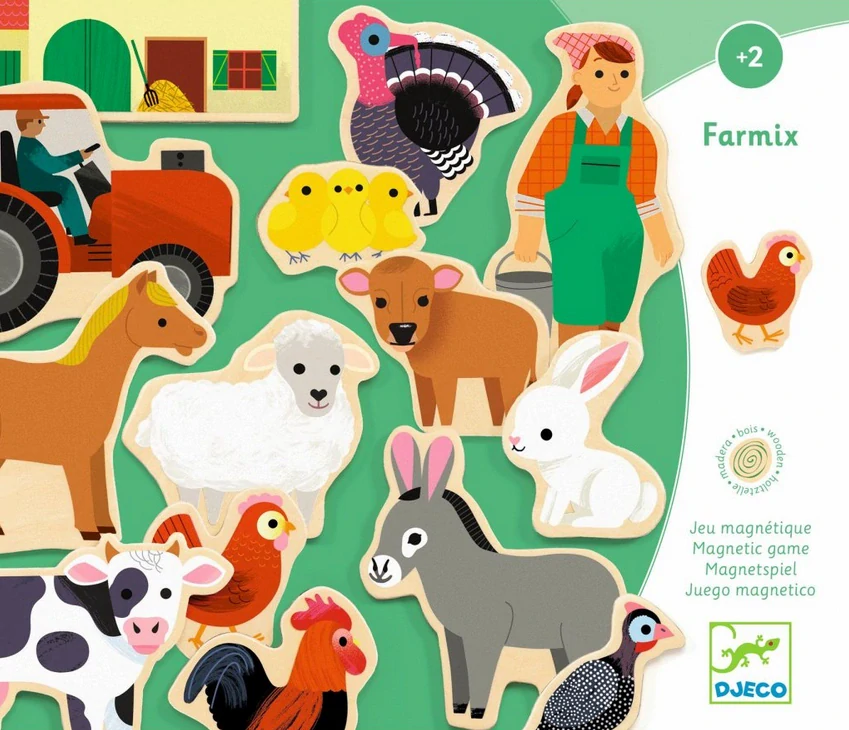 DJECO Dřevěné magnety - Na farmě