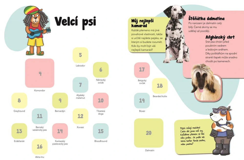 Kniha s nálepkami zvířátek - Psi