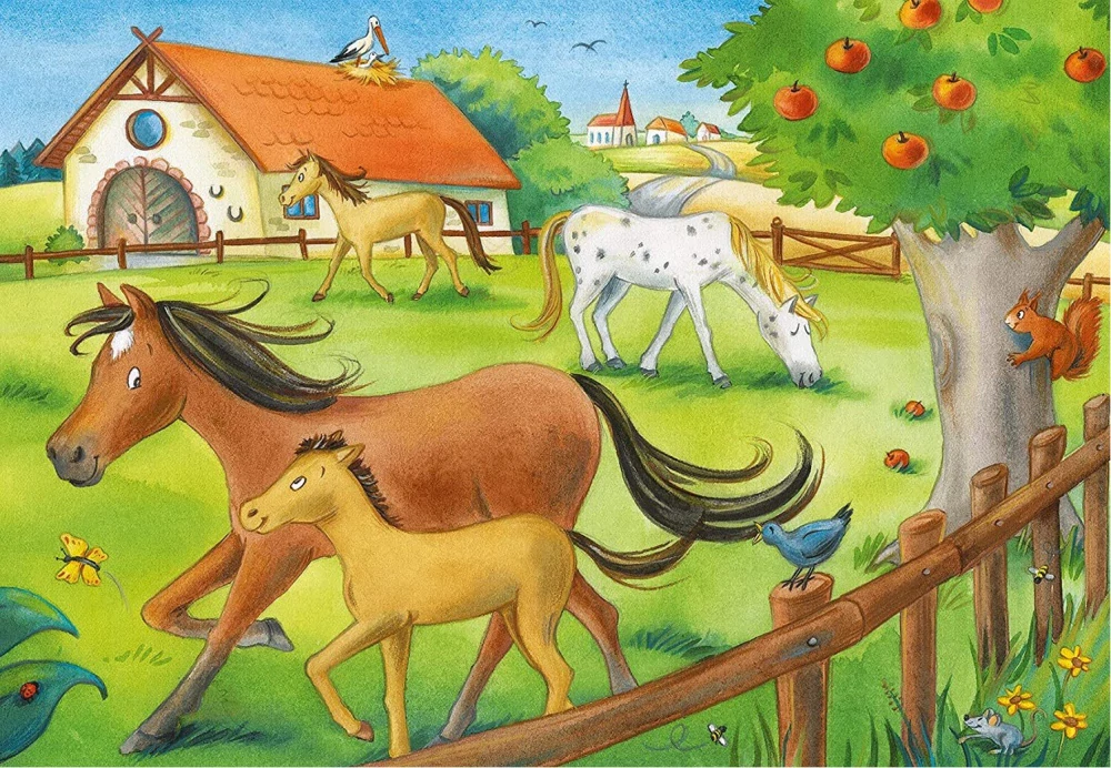 Puzzle - Na statku s koňmi (2x12 dílků)