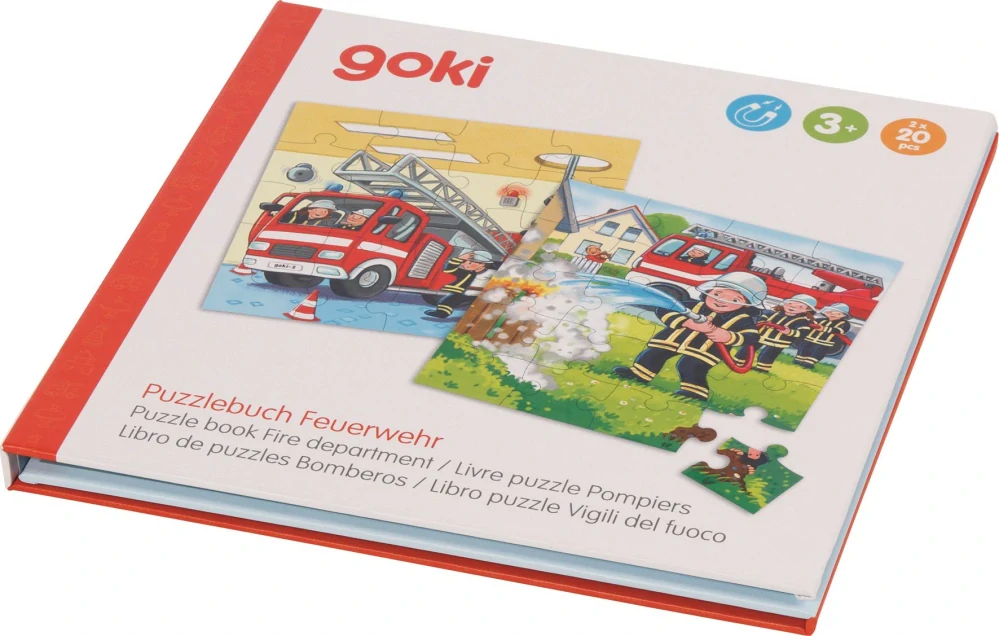 GOKI Magnetická puzzle kniha: Hasičský sbor 2x20 dílků