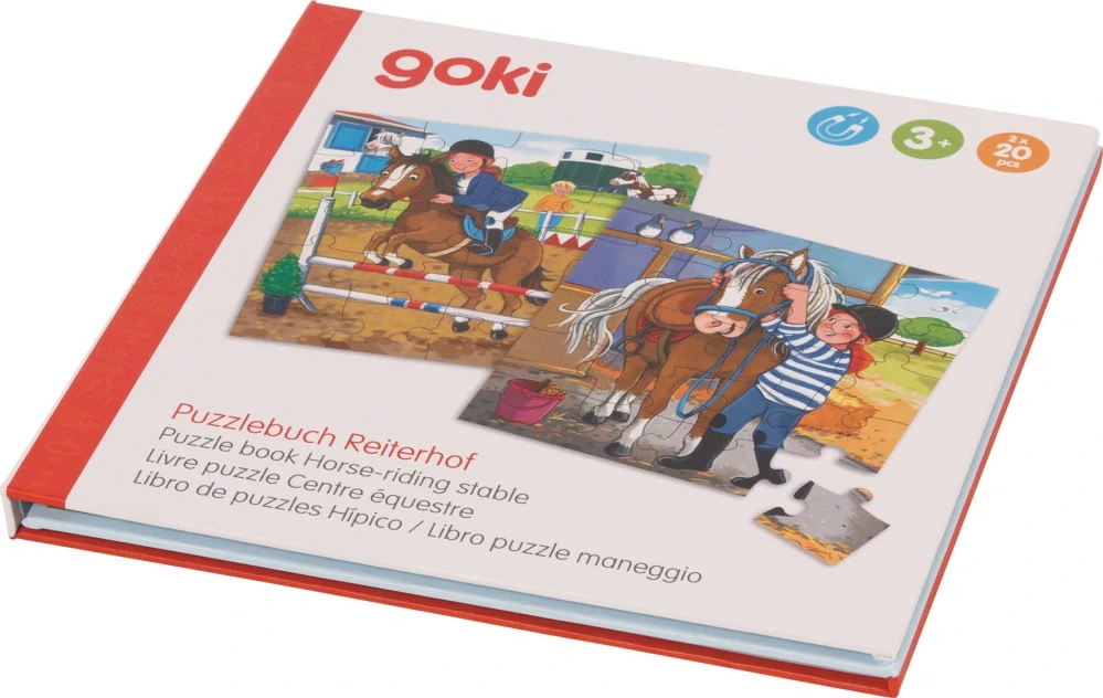 GOKI Magnetická puzzle kniha: Jezdecká stáj 2x20 dílků