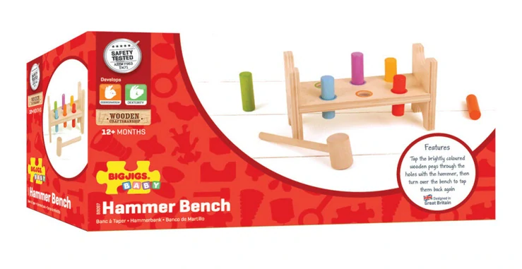 BIGJIGS TOYS Dřevěná zatloukačka