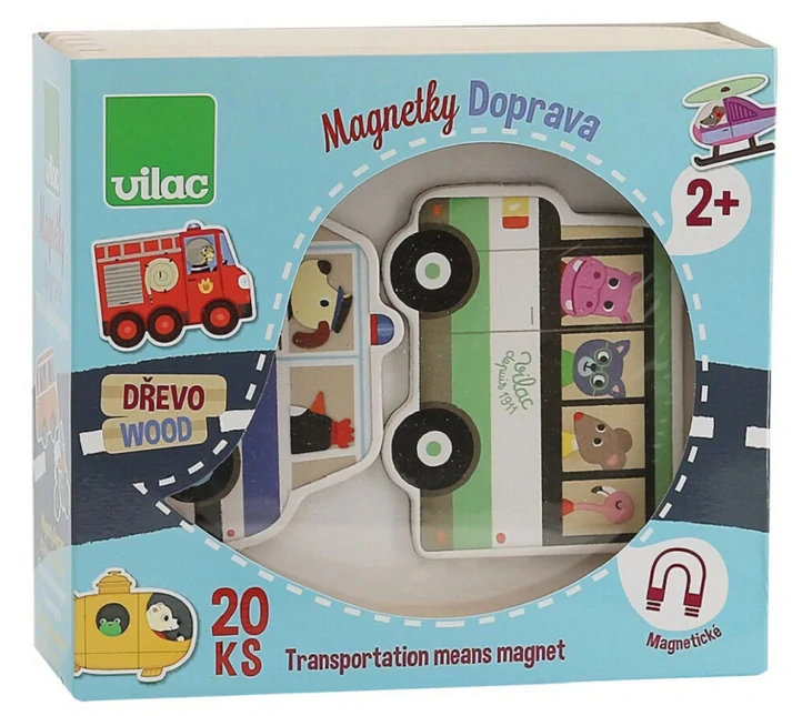 VILAC Dřevěné magnetky - Dopravní prostředky