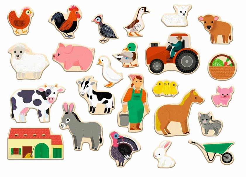 DJECO Dřevěné magnety - Na farmě