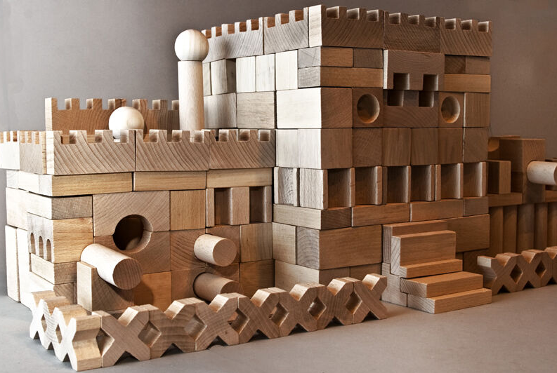 EKO TOYS Dřevěné kostky přírodní XXL (220 ks)