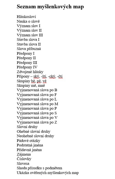 Myšlenkové mapy v českém jazyce