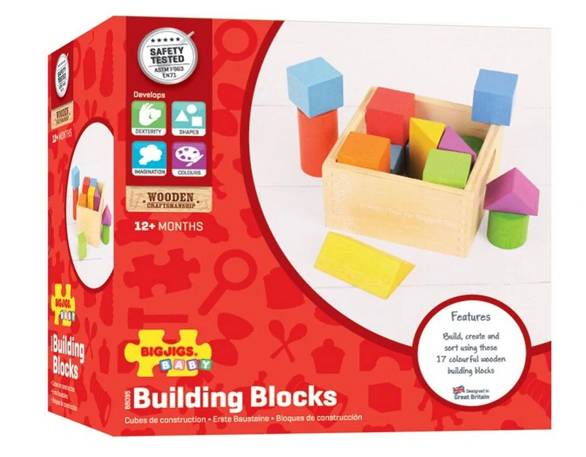 BIGJIGS TOYS První dřevěné kostky (17 ks)