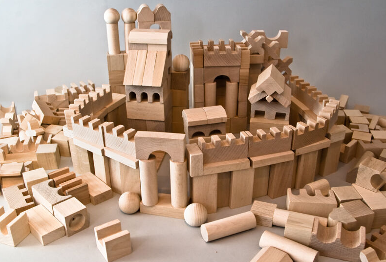EKO TOYS Dřevěné kostky přírodní XXL (220 ks)