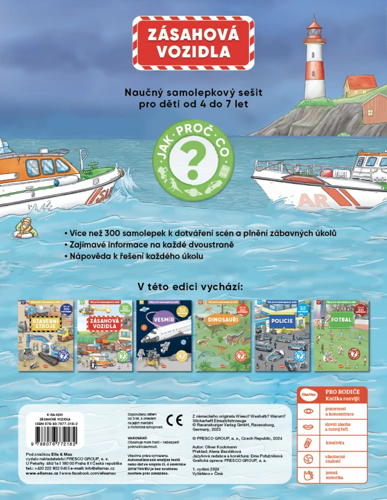Můj první samolepkový sešit – Zásahová vozidla