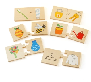 BIGJIGS TOYS Dřevěné puzzle - Co k sobě patří?