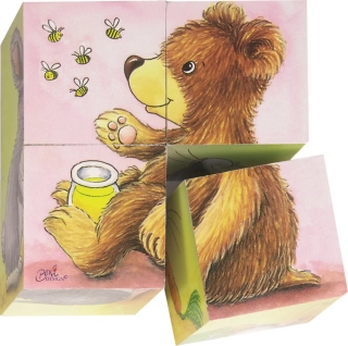 Dřevěné kostky - Mláďátka (4 kostky)