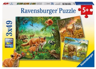 RAVENSBURGER Puzzle - Zvířata (3 x 49 dílků)