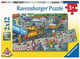 RAVENSBURGER Puzzle - Stavební práce (2 x 12 dílků)