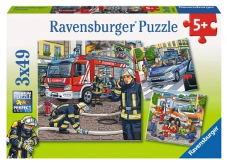 RAVENSBURGER Puzzle - Záchranáři (3 x 49 dílků)