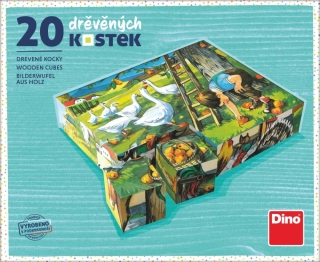 DINO Dřevěné kostky: Na statku (20 kostek)