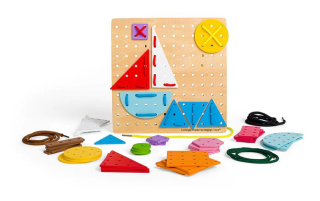 BIGJIGS TOYS Provlékání - Geometrické tvary