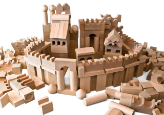 EKO TOYS Dřevěné kostky přírodní XXL (220 ks)