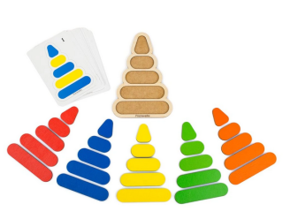 Dřevěná barevná pyramida - s předlohami (25 dílů)
