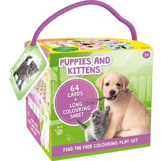 Pexeso na cesty s omalovánkami - Štěňátka a koťátka